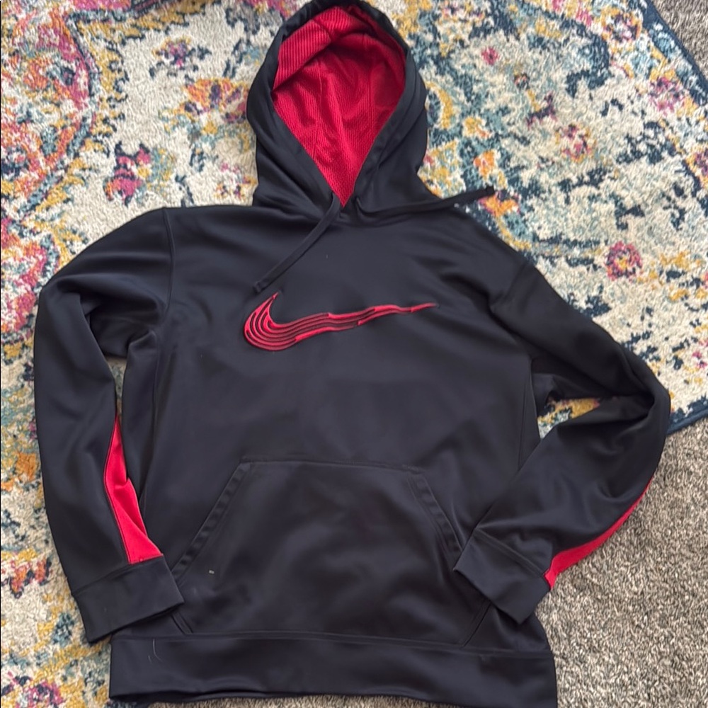 Nike therma-fit Black Hoodie with Red Swoosh